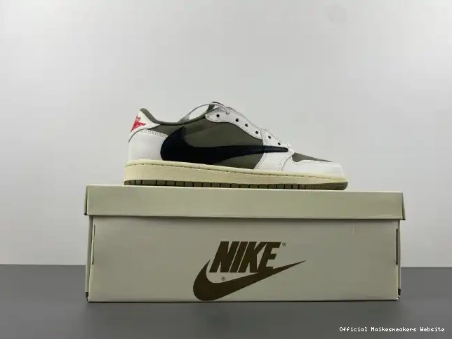 Official Maikesneakers X JORDAN 1 SCOTT AIR MEDIUM OG DM7866-200 LOW OLIVE TRAVIS 0529